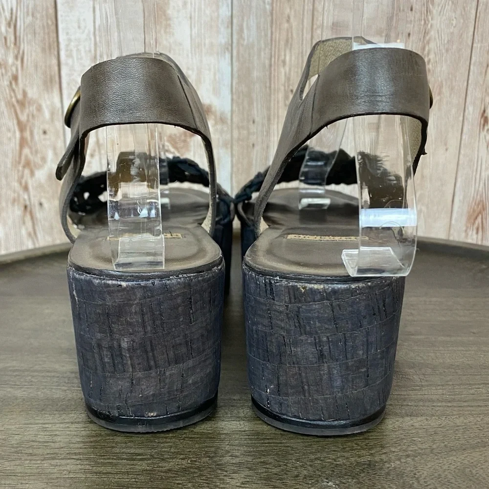 Bernardo Tooled Vachetta Leather Cork Platform Wedge Sandal Size 7‎ Women